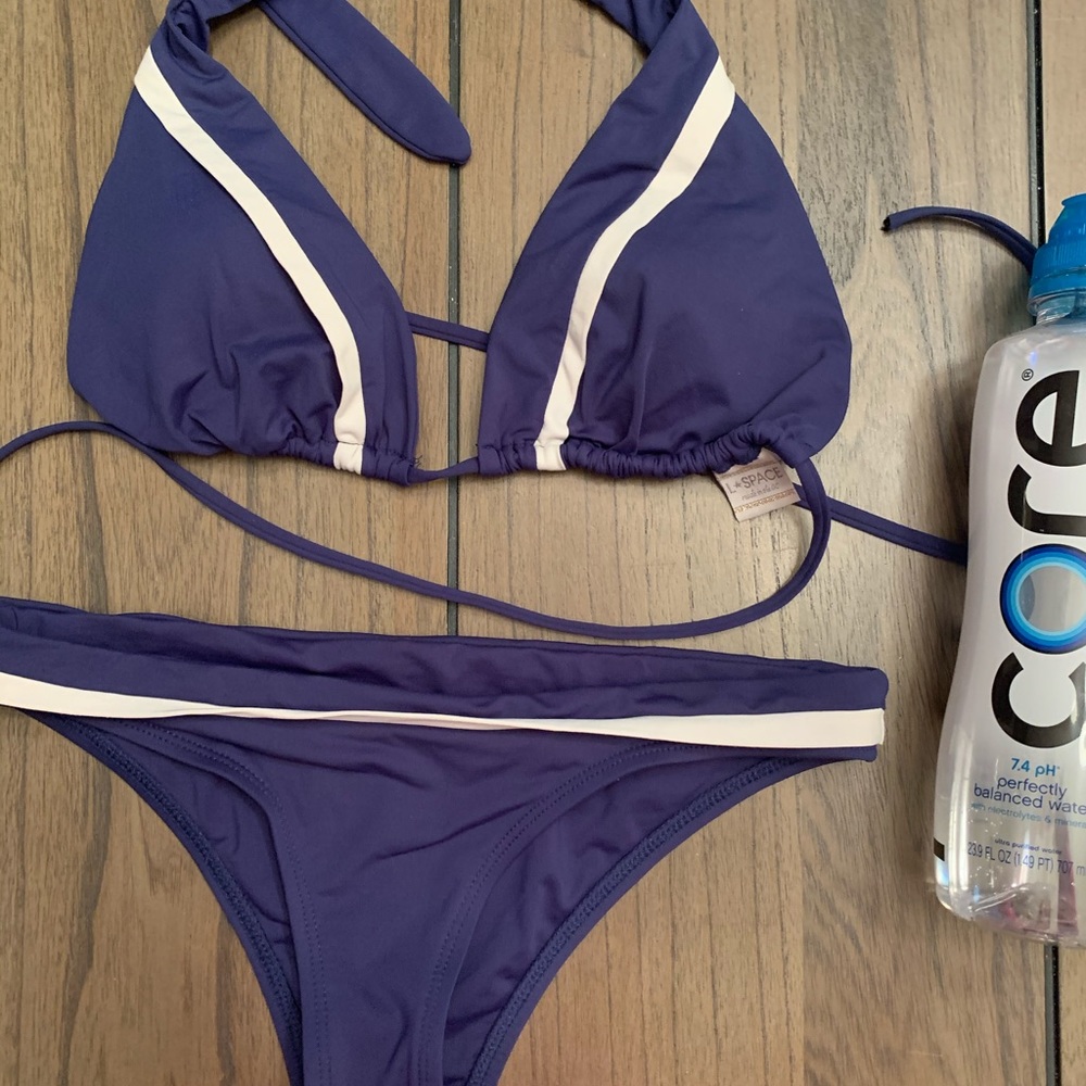 L Space Navy Blue Bikni, Top L, Bottom S